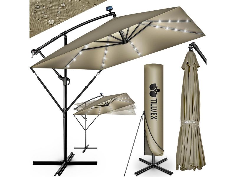 Rechthoekige Aluminium Parasol Ø 330 cm - Waterdicht, UV