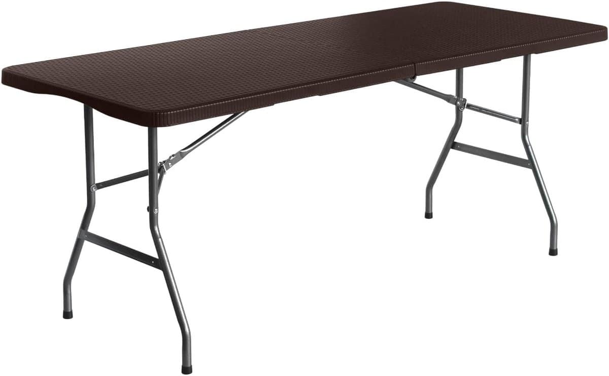 rechthoekige klaptafel 180 cm draagbare tafel met rotaneffect voor