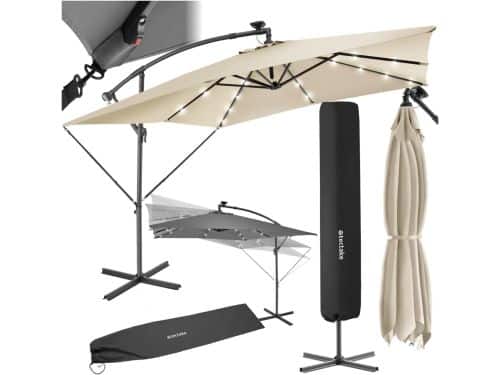 Rechthoekige parasol met LED-verlichting op zonne-energie - Inclusief beschermhoes en