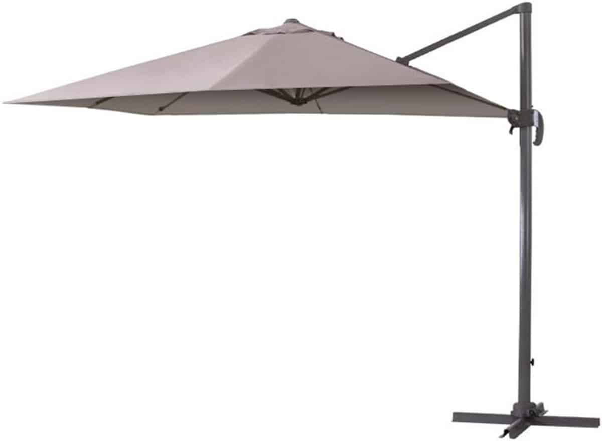 rechthoekige taupe parasol 3 x 4 m kantelbaar en