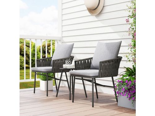 REDOM - 3-Delige Rotan Bistroset - 2 Tuinstoelen En Bijzettafel