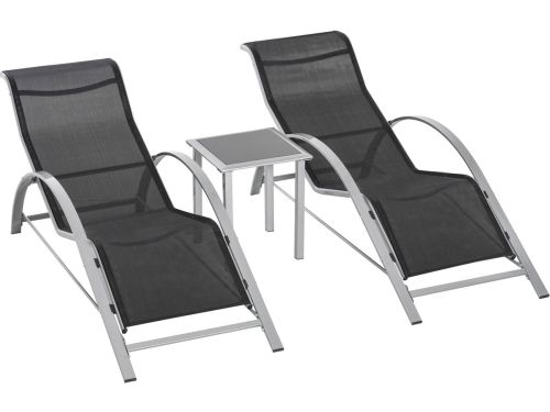 REDOM - 3-Delige Tuinligset Met Bijzettafel - 2 Ligstoelen Met