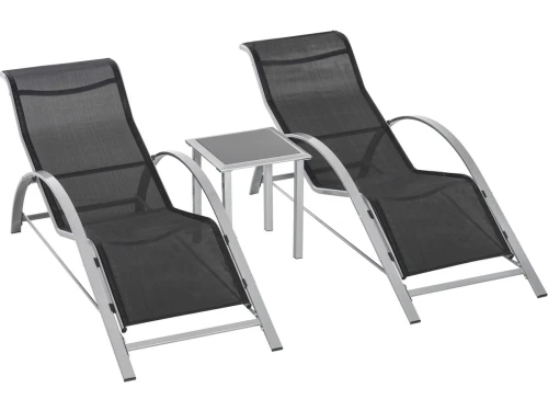 REDOM - 3-Delige Tuinligset Met Bijzettafel - 2 Ligstoelen Met