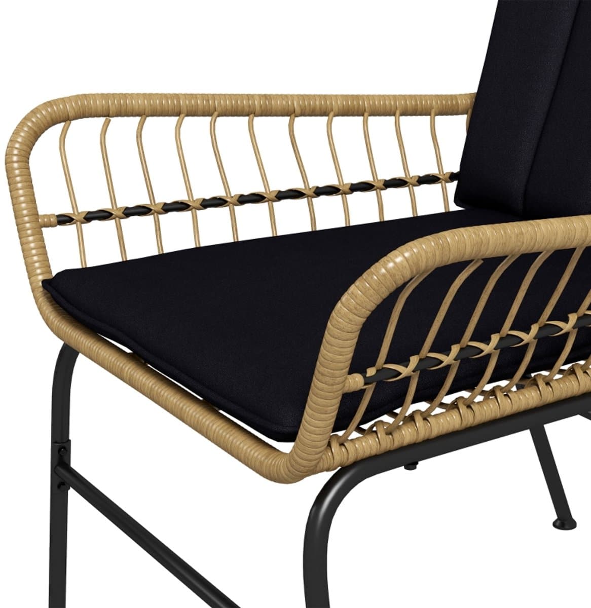 redom rattan bistroset 2 stoelen met kussens en rond