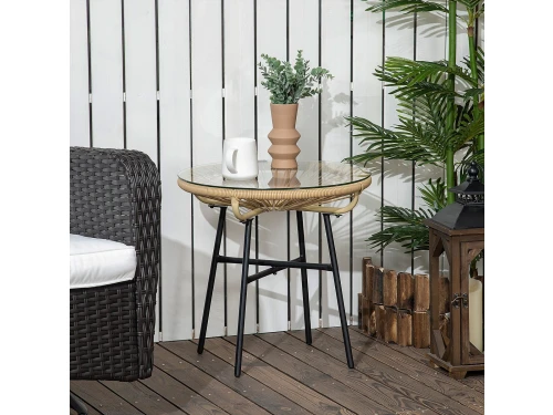 REDOM - Ronde Bijzettafel - Boho Stijl - Gehard Glas