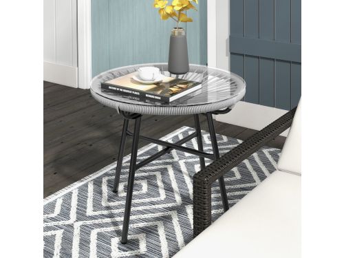 REDOM - Ronde Bijzettafel - Boho Stijl - Gehard Glazen