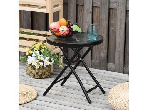 REDOM - Ronde Bijzettafel - Opvouwbaar - Veiligheidsvergrendeling - Gehard