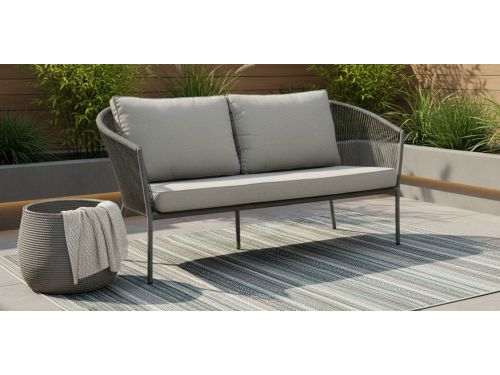 Reims lounge bench 2-seater 173x81x83,5 light grey alu/rope anthracite Eurofar - Eurofar