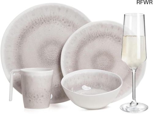RFWR® Campingservies set voor 4 personen, 16-delig, melamine, BBQ, picknick
