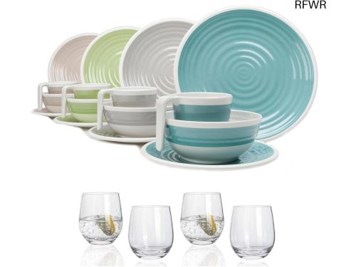 RFWR® Campingservies Set voor 4 Personen - 16-delig Tableware voor