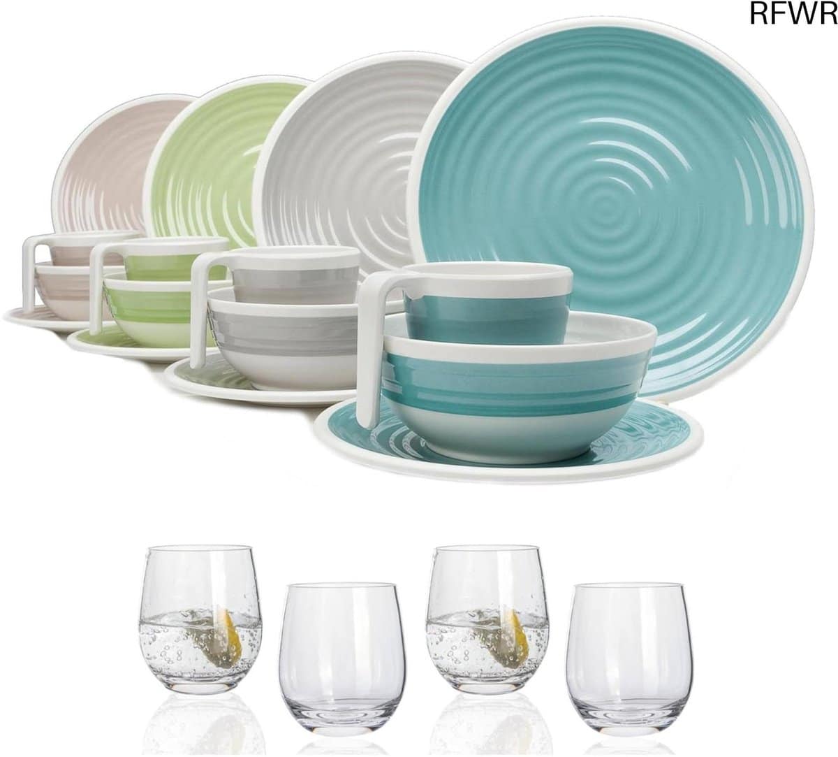 rfwr® campingservies set voor 4 personen 16 delig tableware voor