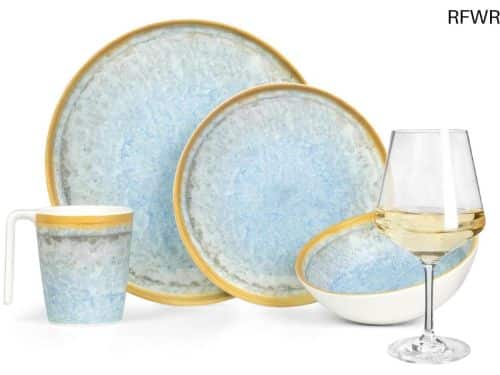 RFWR® Campingservies set voor 4 personen met wijnglazen