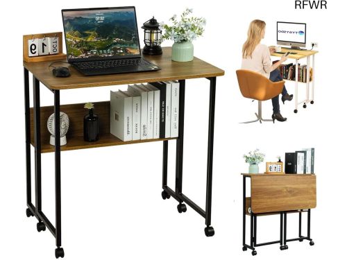 RFWR® Inklapbaar Computerbureau met Wieltjes - Mobiele Klaptafel voor Thuiswerk