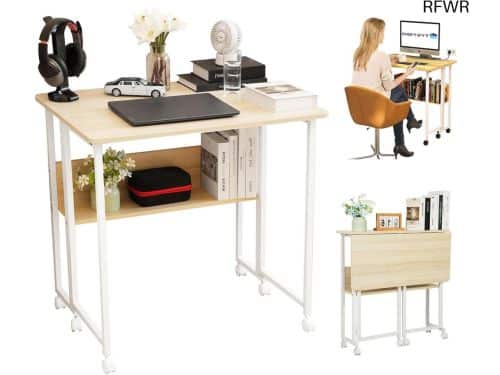 RFWR® Klaptafel met wieltjes voor kleine ruimtes - Inklapbare computertafel