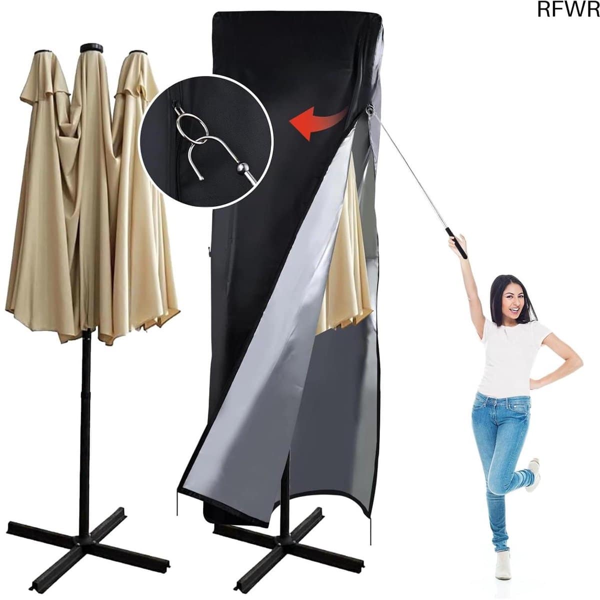 rfwr® waterdichte parasolhoes voor tuinparasol 390 450cm | ondersteuning tegen weer