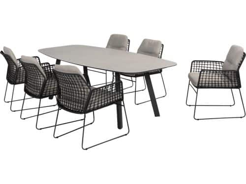 Rhodos Manolo dining tuinset keramiek 240xH103 cm 7 delig antraciet