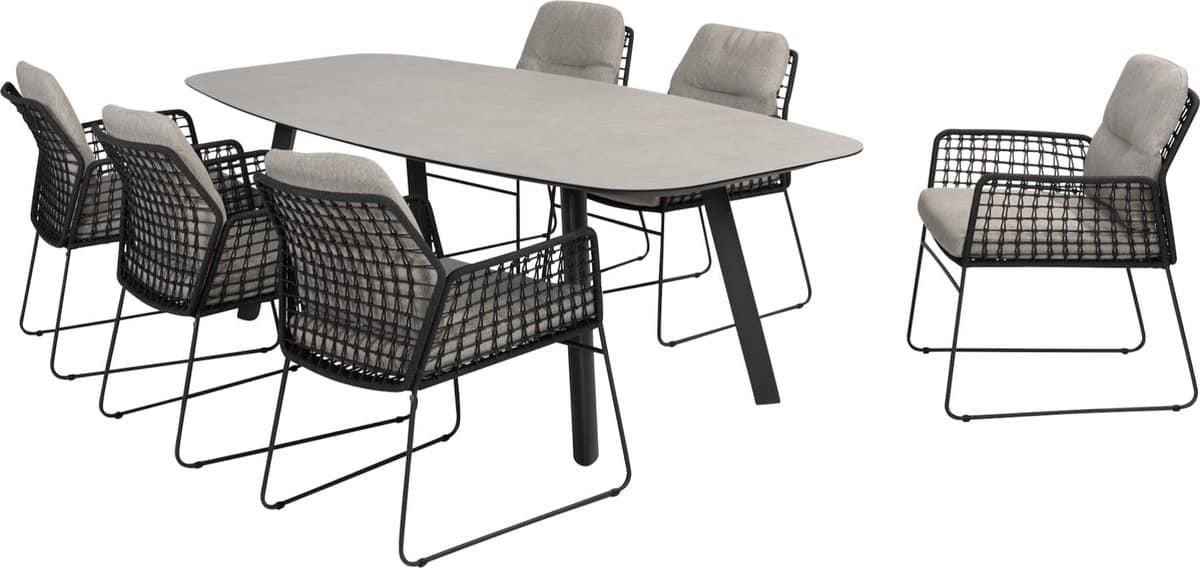 rhodos manolo dining tuinset keramiek 240xh103 cm 7 delig antraciet