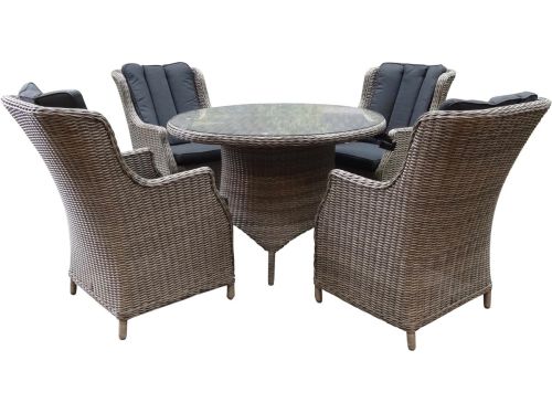 Riccione Darwin dining tuinset 110 cm rond 5 delig grijs