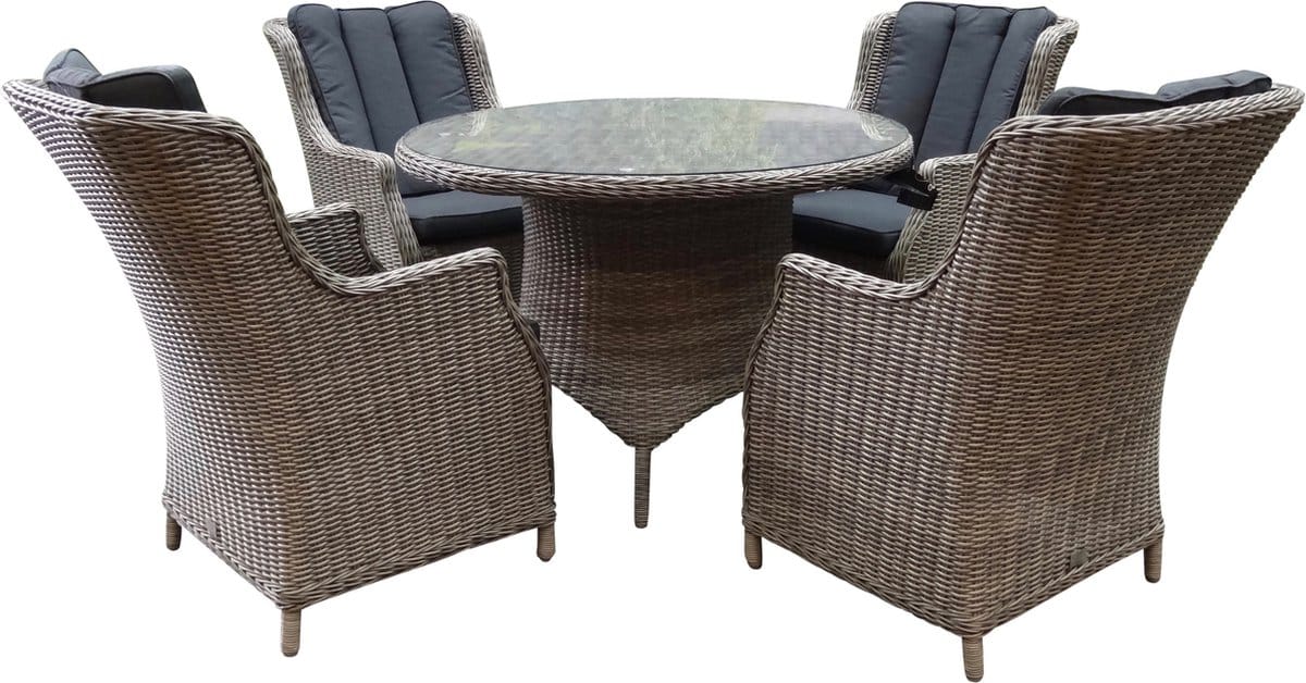 riccione darwin dining tuinset 110 cm rond 5 delig grijs