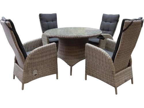Riccione Menorca dining tuinset 110 cm rond verstelbaar 5 delig