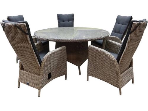 Riccione Menorca dining tuinset 150 cm rond verstelbaar 6 delig