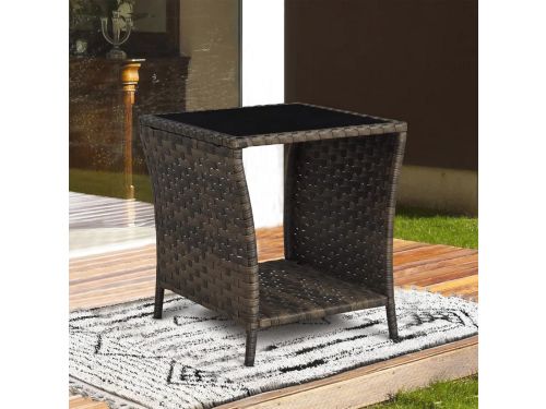 Rieten bijzettafel voor buiten met opbergfunctie - Vierkante tuin