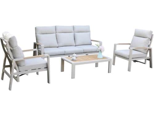 Ripasso stoel bank loungeset verstelbaar 4 delig latte zand aluminium