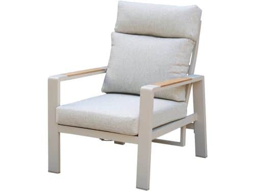 Ripasso verstelbare lounge tuinstoel latte zand aluminium teak