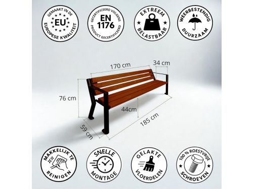 Robuuste en Weerbestendige Tuinbank van Staal en Hout voor Park
