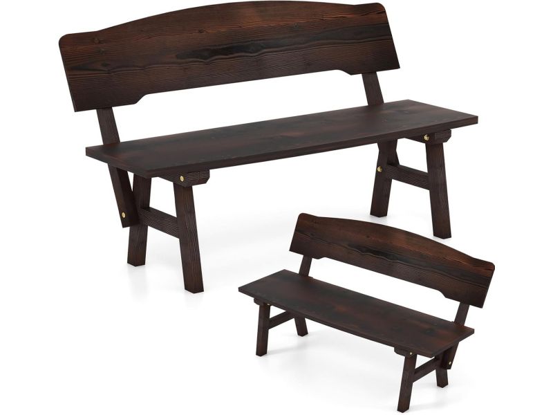 Robuuste Houten Tuinbank met Rugleuning voor Buiten - Weerbestendig Zitbank