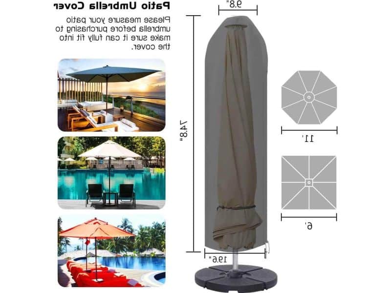 Robuuste waterdichte parasolhoes met ritssluiting verstelbaar trekkoord - zwart