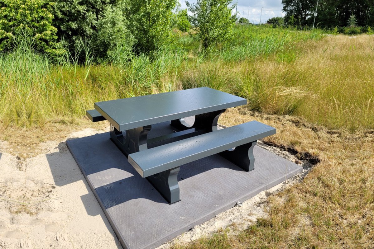 Rockwood® Betonnen Picknickset Antraciet 7016 Gelakt 1.80m