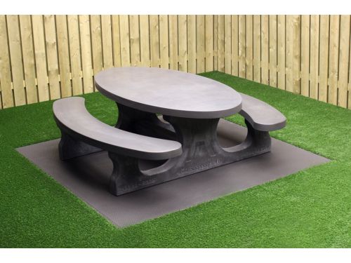 Rockwood® Betonnen Picknickset Antraciet-Beton Ovaal 2.10m