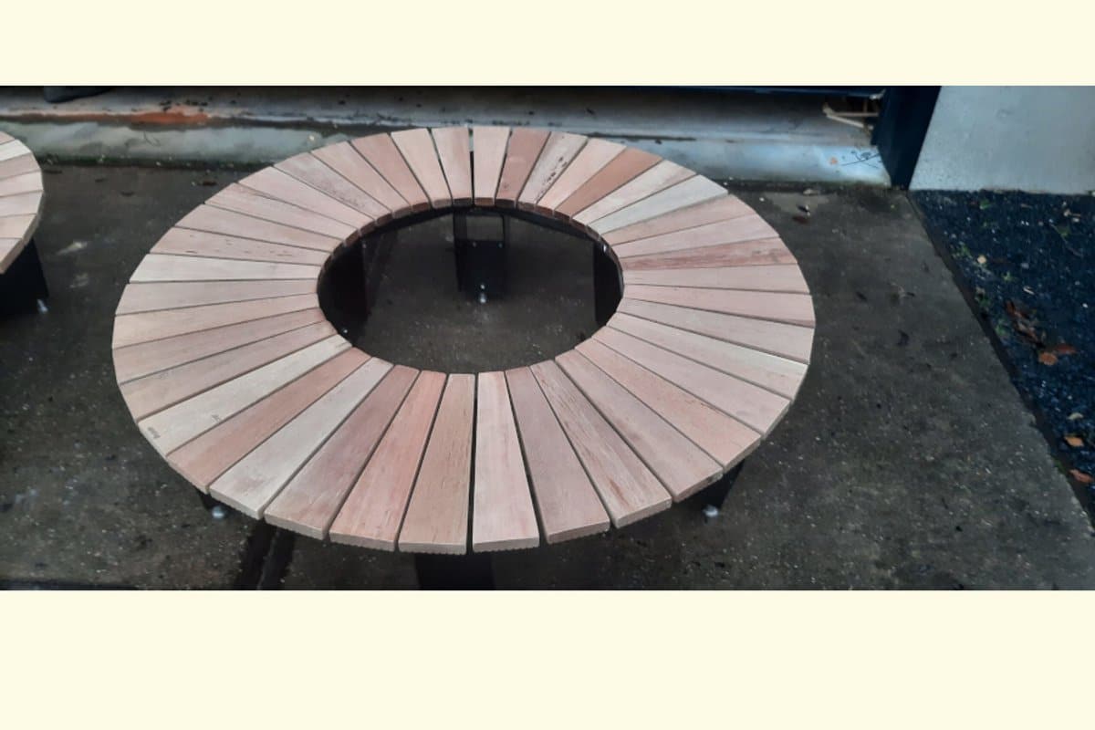 rockwood® boombank hardhout de luxe met metalen onderstel 1.60m