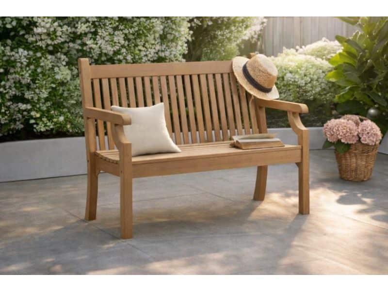 Rockwood® Parkbank Sandwick Kunststof - New Teak 1.20m 1.20m Montage