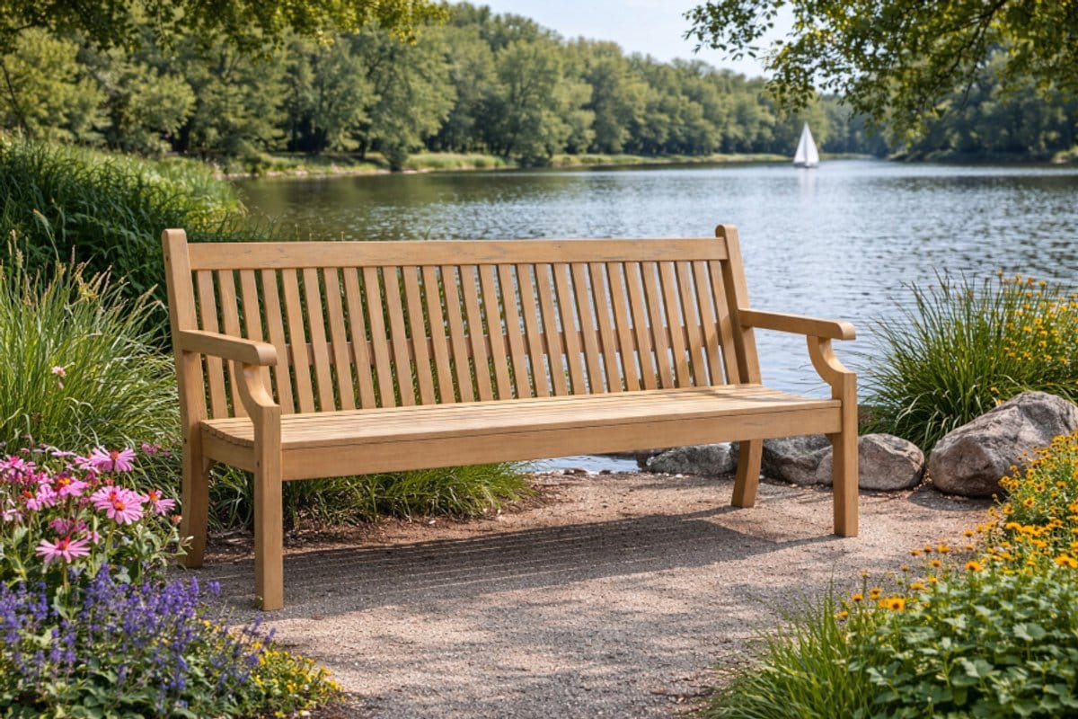 rockwood® parkbank sandwick kunststof new teak 1.90m 1.90m