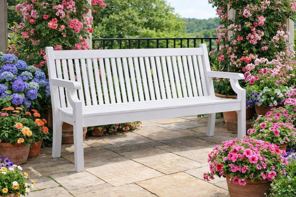 rockwood® parkbank sandwick kunststof nordic white 1.60 1.60m