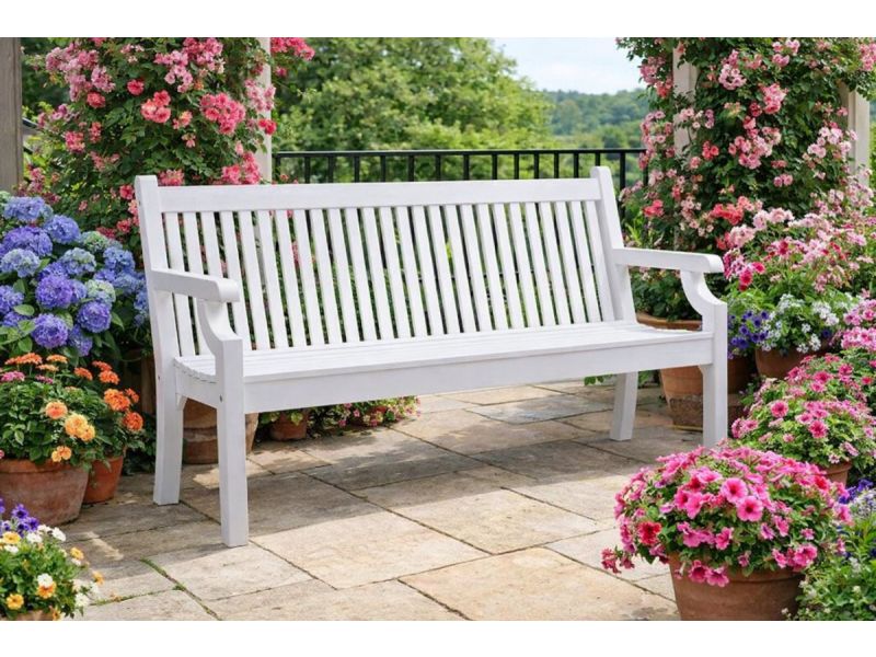 Rockwood® Parkbank Sandwick Kunststof - Nordic White 1.90m 1.90m
