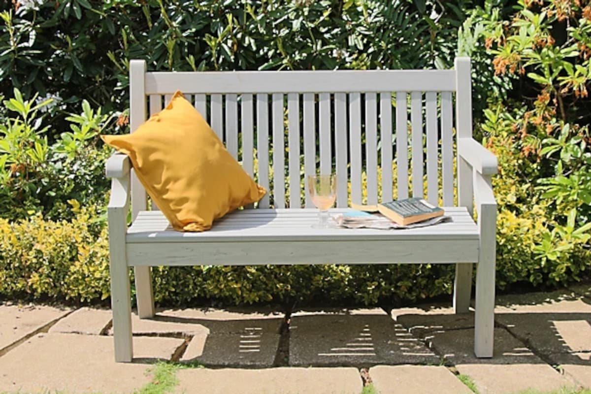 rockwood® parkbank sandwick kunststof stone grey 1.20m 1.20m montage