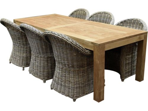 Roma Krista dining tuinset 240x100xH77 cm 7 delig rotan