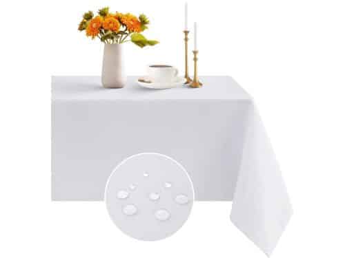 Romanstile tafelkleed Kerstmis 100x100 wit vierkant wasbaar en waterafstotend tafelkleed