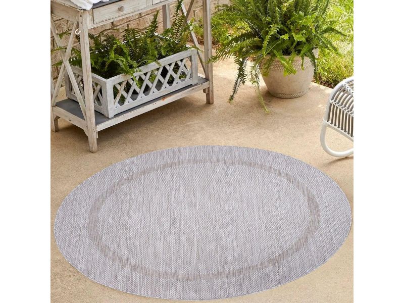 Rond Buiten- en Binnentapijt Ø160 cm Zilver Sisal