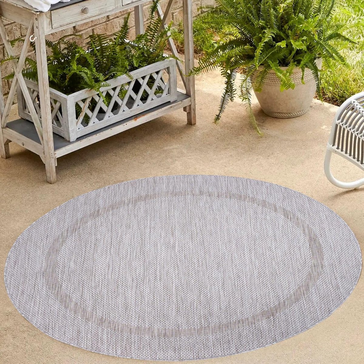 rond buiten en binnentapijt Ø160 cm zilver sisal