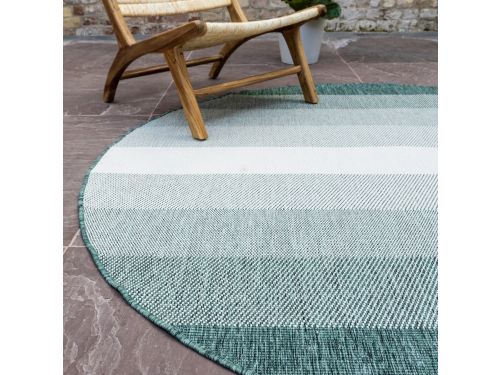 Rond Buiten vloerkleed Boa - Groen/Wit - dubbelzijdig - EVA