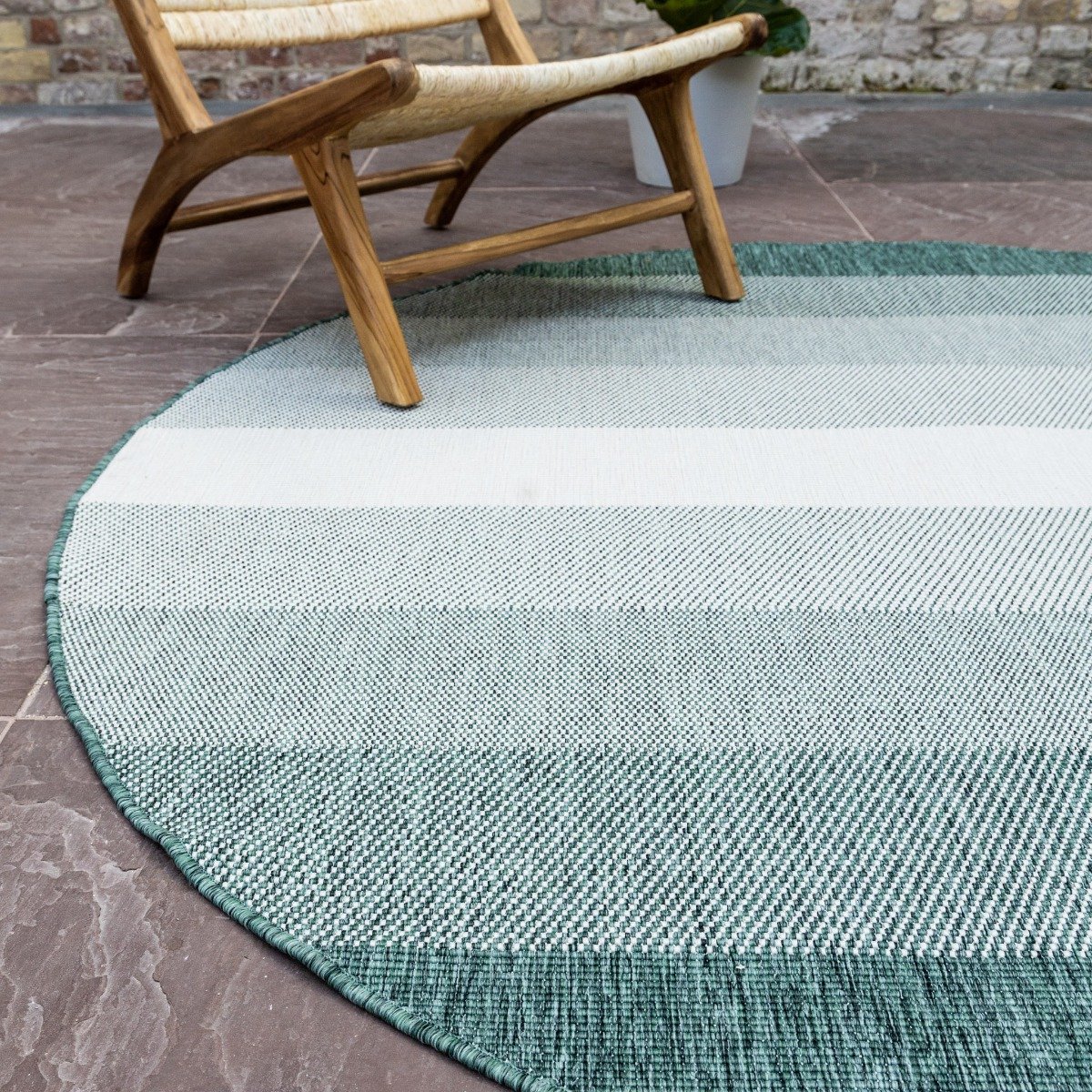 rond buiten vloerkleed boa groen/wit dubbelzijdig eva