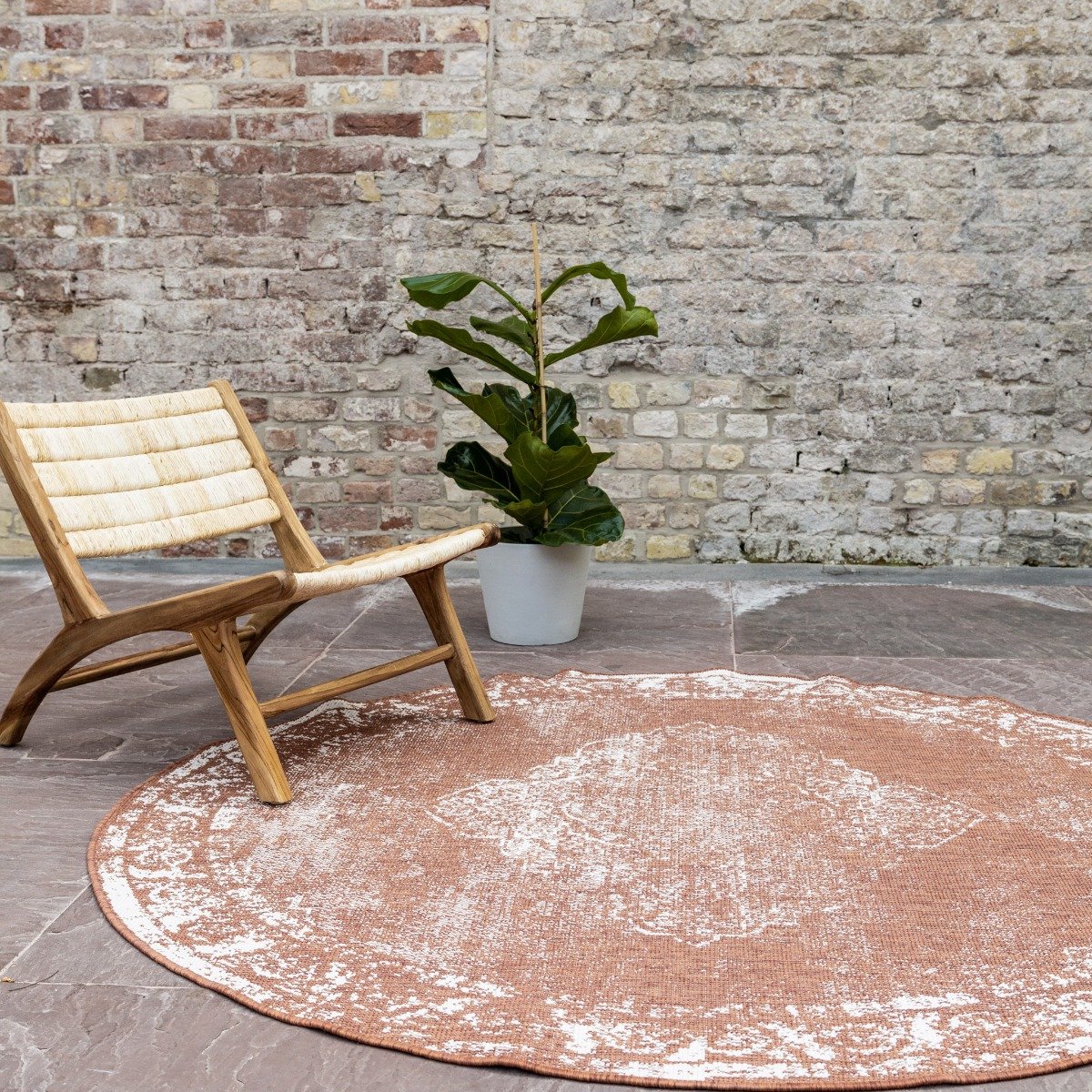 rond buiten vloerkleed sage roest dubbelzijdig eva interior