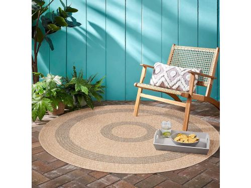 Rond Buitenkleed Natuurlijk Uiterlijk Waterbestendig Geschikt voor Terras en Balkon