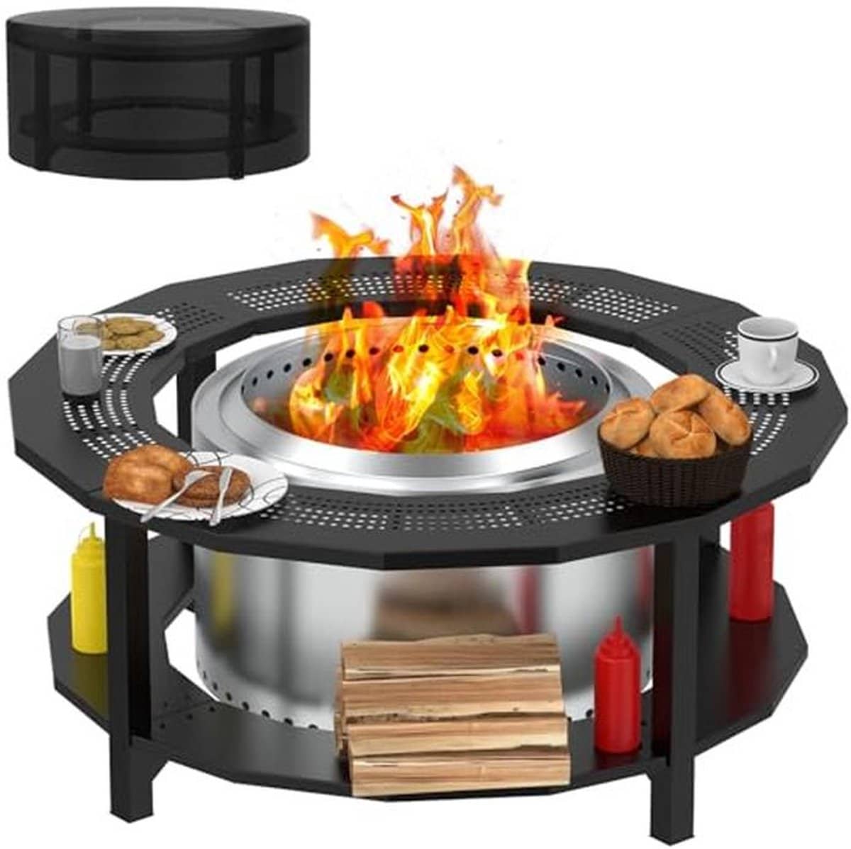 Rond Tafelblad voor Rookloze Vuurkorf – Geschikt voor Diverse Vuurplaatsen