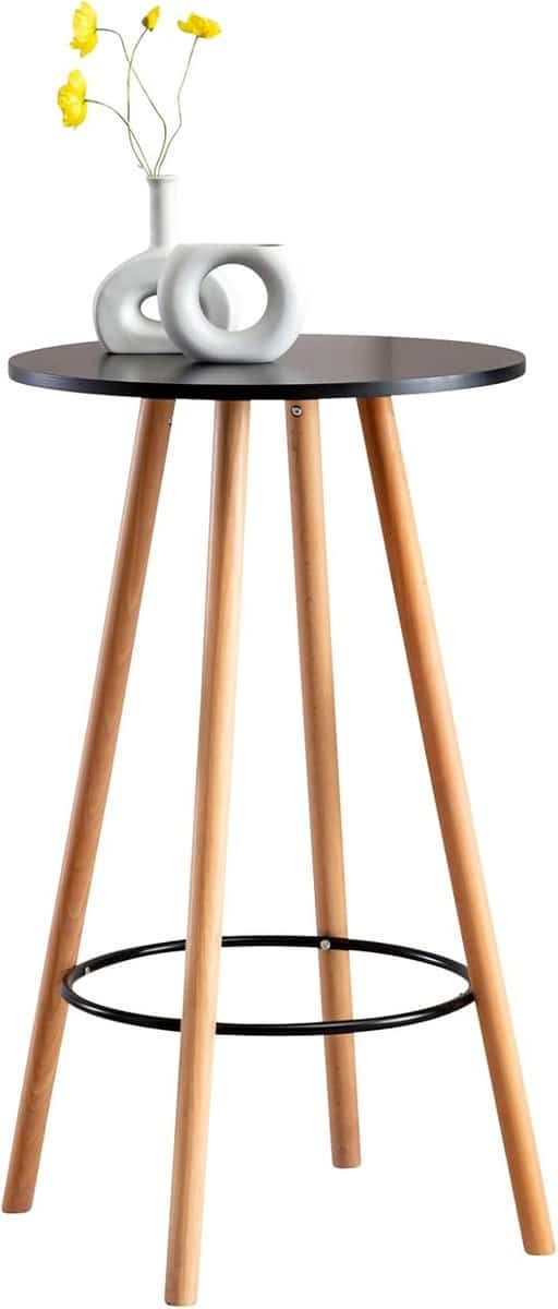 ronde bartafel hoge eettafel scandinavisch design houten onderstel