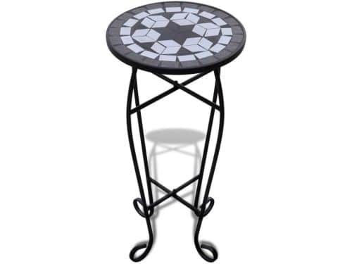 Ronde Bijzettafel met Mozaïekblad en IJzeren Frame voor Balkon en